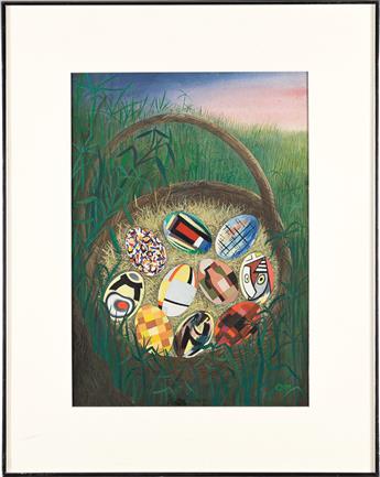 (THE NEW YORKER) CHARLES E. MARTIN (1910-1995) Modern Art Eggs in a Basket.Cover art.